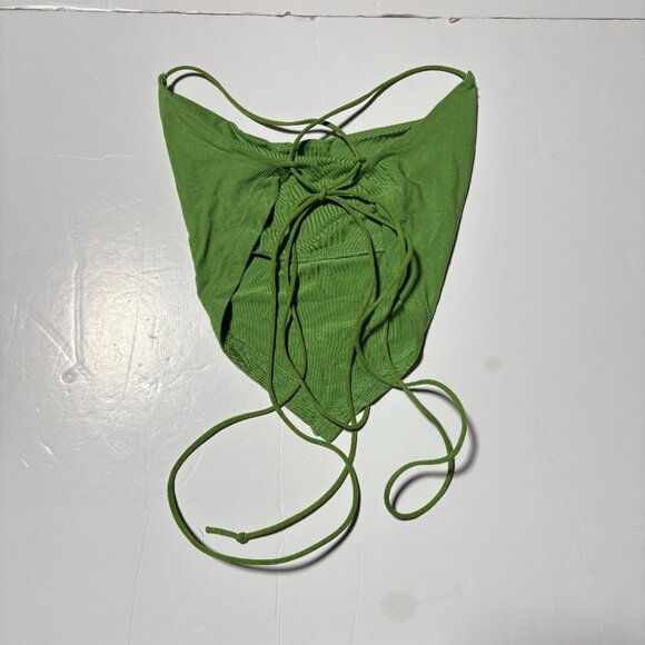 Women's Green Triangle Shaped Cowl Neck Green Crop Tank Top Size Small - Picture 3 of 6